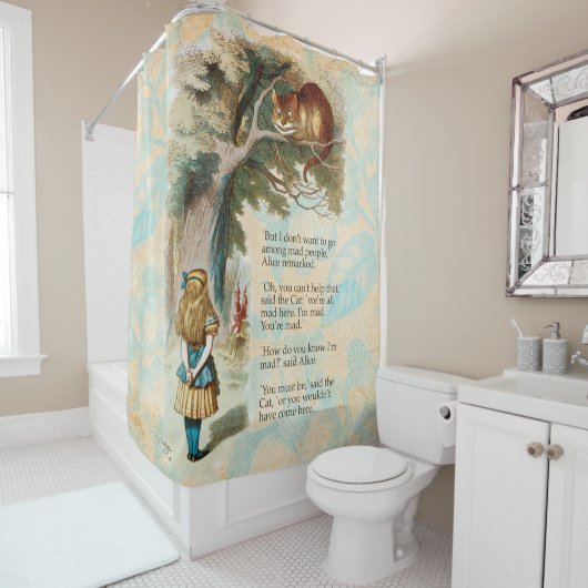 Alice im Wunderland Cheshire Cat Mad Duschvorhang (Beispiel)