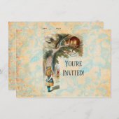 Alice im Wunderland Cheshire Cat Mad Einladung (Vorne/Hinten)