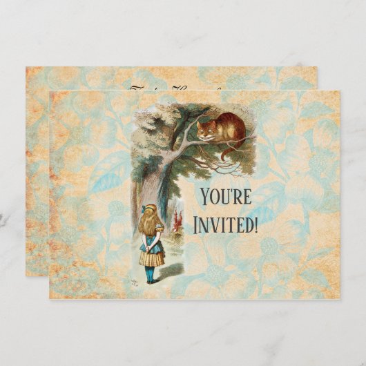 Alice im Wunderland Cheshire Cat Mad Einladung (Vorne/Hinten)