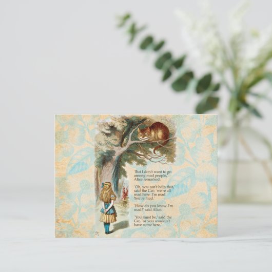 Alice im Wunderland Cheshire Cat Mad Postkarte (Stehend Vorderseite)