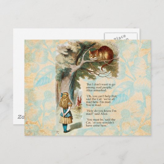 Alice im Wunderland Cheshire Cat Mad Postkarte (Vorne/Hinten)