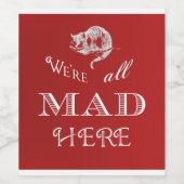 Alice im Wunderland Cheshire Cat Mad Red Label Weinetikett (Einzelnes Label)