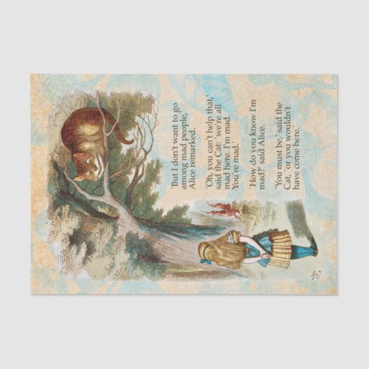 Alice im Wunderland Cheshire Cat Mad Seidenpapier (Vorderseite)