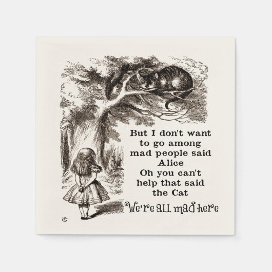 Alice im Wunderland; Cheshire Cat mit Alice Serviette (Vorderseite)