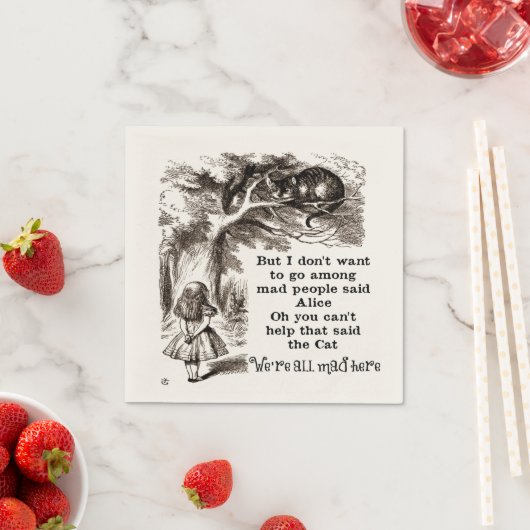 Alice im Wunderland; Cheshire Cat mit Alice Serviette (Beispiel)