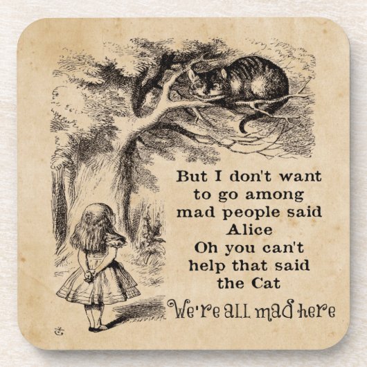 Alice im Wunderland; Cheshire Cat mit Alice Untersetzer (Vorderseite)