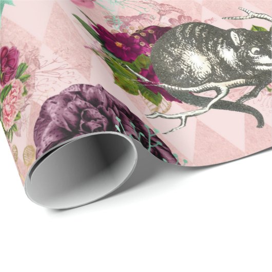 Alice im Wunderland Cheshire Cat Pink Geschenkpapier (Rolleneckpunkt)