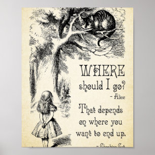 Alice im Wunderland - Cheshire Cat Quote - Wo ist Poster