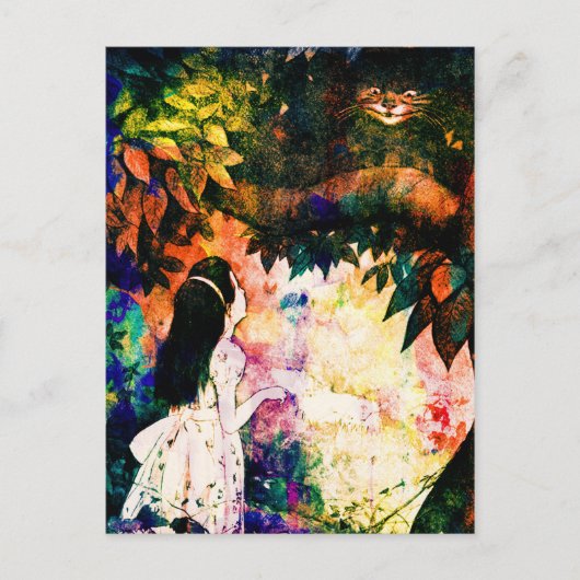 Alice im Wunderland Cheshire Cat Watercolor Postkarte (Vorderseite)