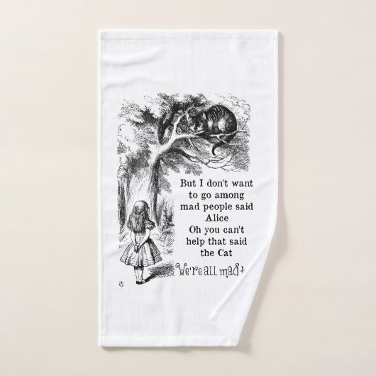 Alice im Wunderland; Cheshire Katze mit Alice Badhandtuch Set (Handtuch)