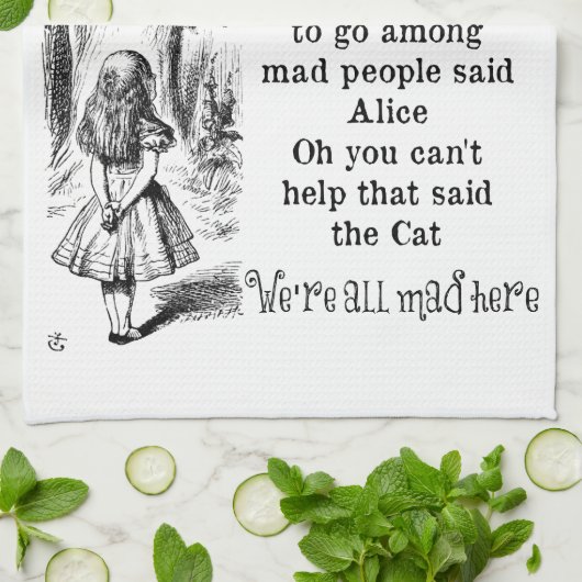 Alice im Wunderland; Cheshire-Katze mit Alice Handtuch (Gefaltet)