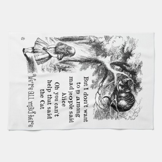 Alice im Wunderland; Cheshire-Katze mit Alice Handtuch (Horizontal)