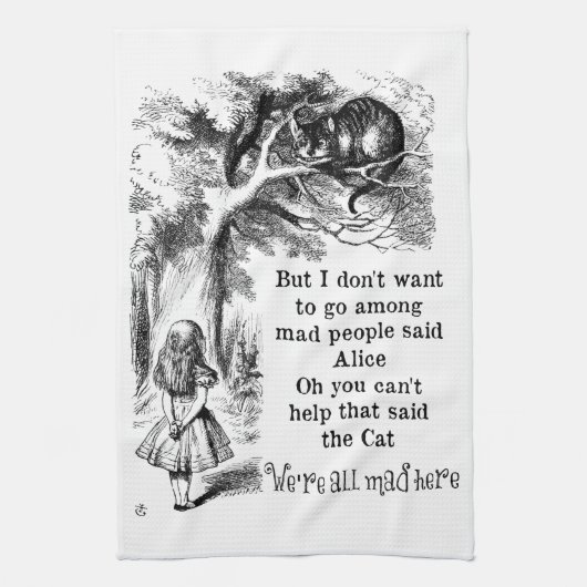 Alice im Wunderland; Cheshire-Katze mit Alice Handtuch (Vertikal)