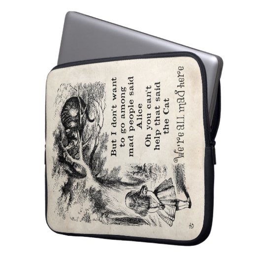 Alice im Wunderland; Cheshire-Katze mit Alice Laptopschutzhülle (Vorderseite Links)
