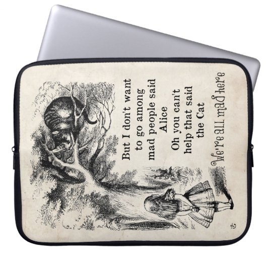 Alice im Wunderland; Cheshire-Katze mit Alice Laptopschutzhülle (Vorderseite)