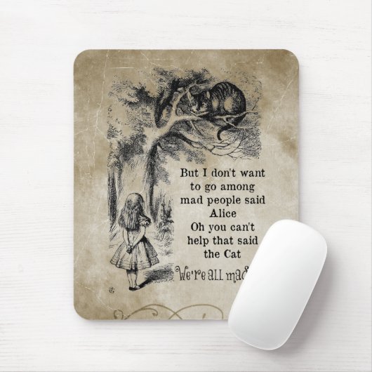 Alice im Wunderland; Cheshire-Katze mit Alice Mousepad (Mit Mouse)