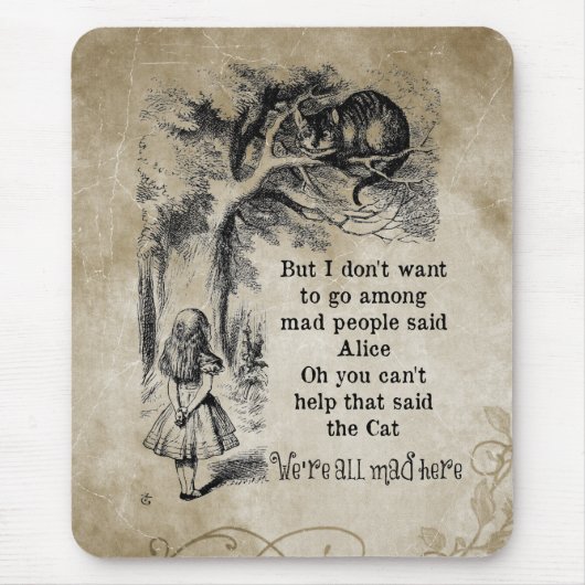 Alice im Wunderland; Cheshire-Katze mit Alice Mousepad (Vorne)