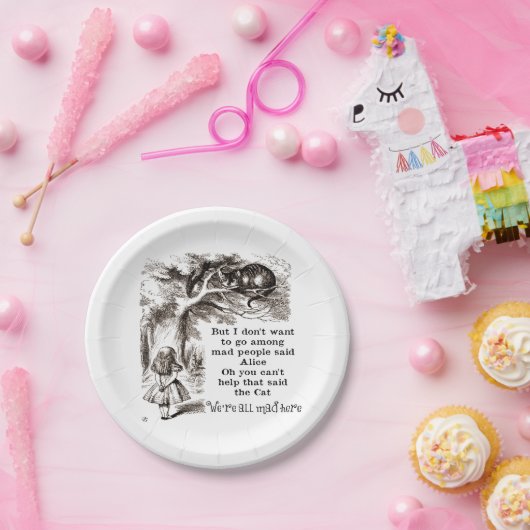 Alice im Wunderland; Cheshire-Katze mit Alice Pappteller (Party)