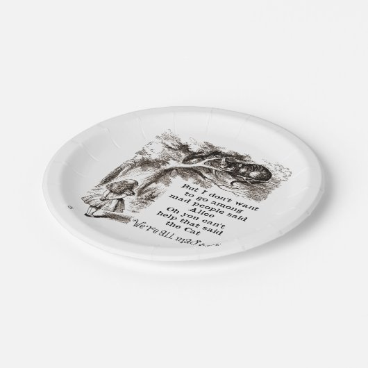 Alice im Wunderland; Cheshire-Katze mit Alice Pappteller (Schrägansicht)