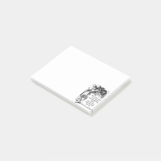 Alice im Wunderland; Cheshire-Katze mit Alice Post-it Klebezettel (angewinkelt)