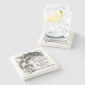 Alice im Wunderland; Cheshire-Katze mit Alice Steinuntersetzer (Seitenansicht)