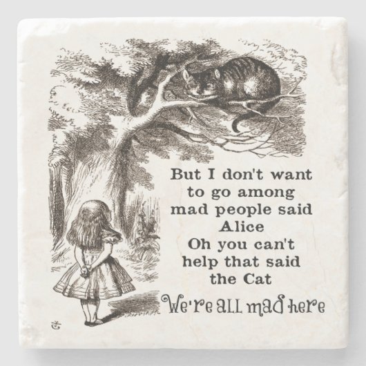 Alice im Wunderland; Cheshire-Katze mit Alice Steinuntersetzer (Vorderseite)