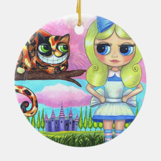 Alice im Wunderland Cheshire Katze Niedlich Keramik Ornament (Hinten)
