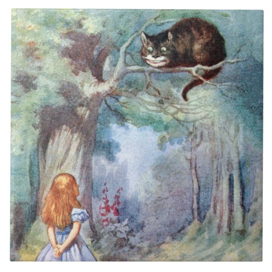 Alice im Wunderland-Cheshire-Katzen-Kunst-Fliese Fliese (Vorderseite)