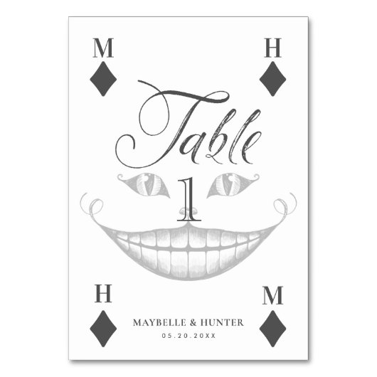 Alice im Wunderland Cheshire Smile Playing Card Tischnummer (Rückseite)
