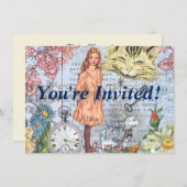 Alice im Wunderland Classic Cheshire Rabbit Alice Einladung (Vorne/Hinten)