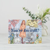 Alice im Wunderland Classic Cheshire Rabbit Alice Einladung (Stehend Vorderseite)