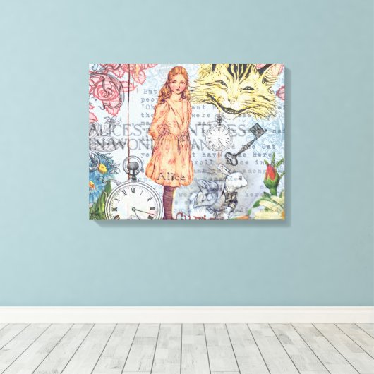 Alice im Wunderland Classic Cheshire Rabbit Alice Leinwanddruck (Insitu (Holzboden))