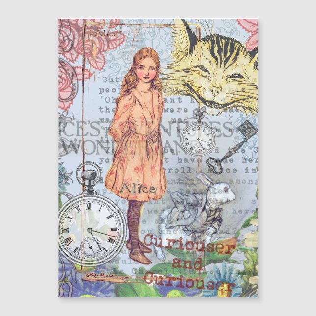 Alice im Wunderland Classic Cheshire Rabbit Alice Magnetkarte (Vorderseite)