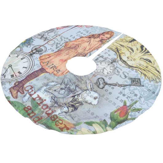 Alice im Wunderland Classic Cheshire Rabbit Alice Polyester Weihnachtsbaumdecke (Schrägansicht)