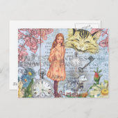 Alice im Wunderland Classic Cheshire Rabbit Alice Postkarte (Vorne/Hinten)