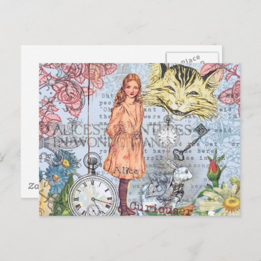 Alice im Wunderland Classic Cheshire Rabbit Alice Postkarte (Vorne/Hinten)
