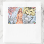 Alice im Wunderland Classic Cheshire Rabbit Alice Rechteckiger Aufkleber (Tasche)