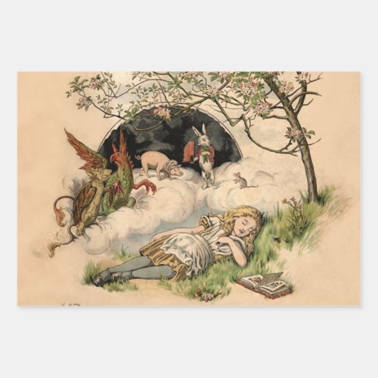 Alice im Wunderland Classic Illustration Geschenkpapier Set (Vorderseite)