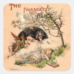 Alice im Wunderland Classic Illustration Quadratischer Aufkleber