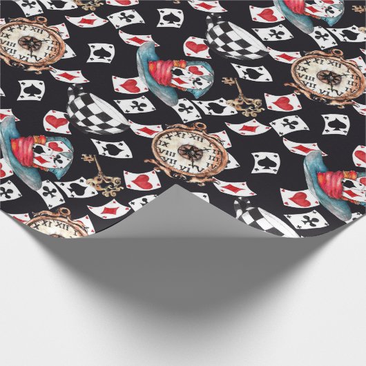 Alice im Wunderland Collage Weihnachtsgeschenk Geschenkpapier (Ecke)