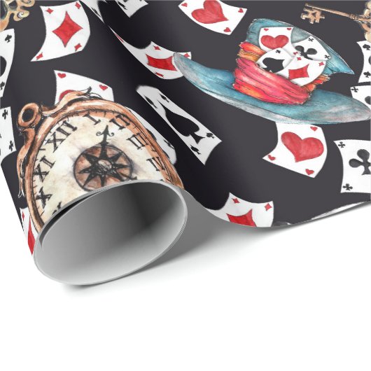 Alice im Wunderland Collage Weihnachtsgeschenk Geschenkpapier (Rolleneckpunkt)