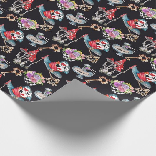 Alice im Wunderland Collage Weihnachtsgeschenk Geschenkpapier (Ecke)