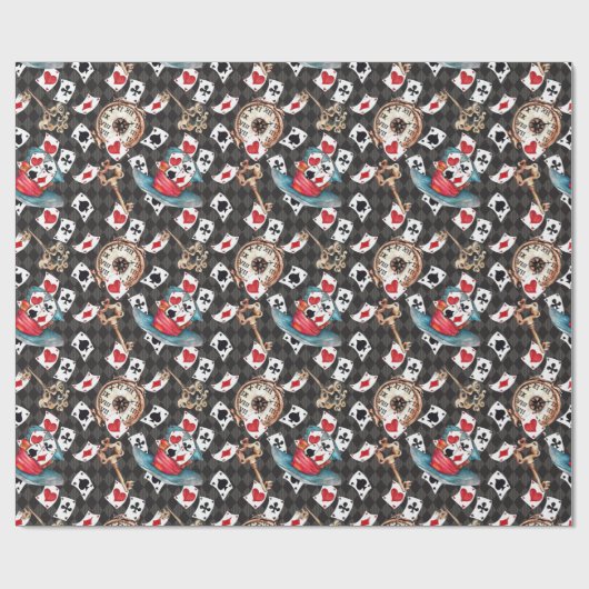 Alice im Wunderland Collage Weihnachtsgeschenk Geschenkpapier (Flach)