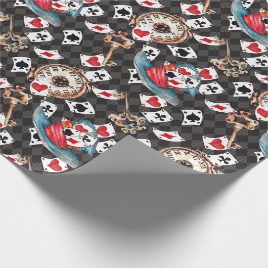 Alice im Wunderland Collage Weihnachtsgeschenk Geschenkpapier (Ecke)