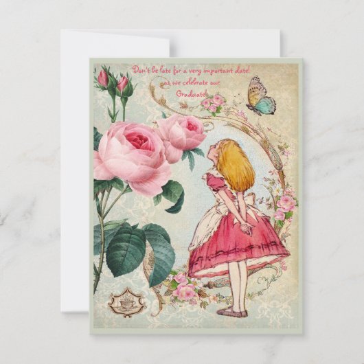 Alice im Wunderland-Collagen-Abschluss-Party Einladung (Vorderseite)