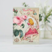 Alice im Wunderland-Collagen-Hochzeit danken Ihnen Dankeskarte (Stehend Vorderseite)