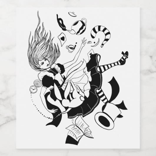 Alice im Wunderland: coole grafische Darstellung Weinetikett (Einzelnes Label)