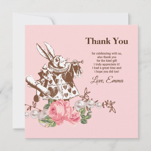 Alice im Wunderland danke Einladung (Vorderseite)