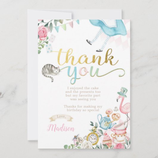 Alice im Wunderland danke Ihnen Karten (Vorderseite)