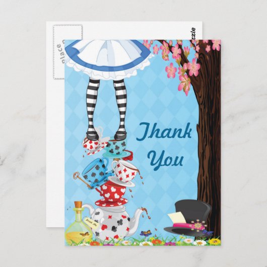 Alice im Wunderland danke Ihnen Postkarten (Vorne/Hinten)